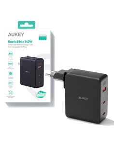 AUKEY PA-B7O Omnia II GaN ładowarka sieciowa 3xUSB (2xUSB C+1xUSBA) 140W PD3.1 PPS EU/US/UK