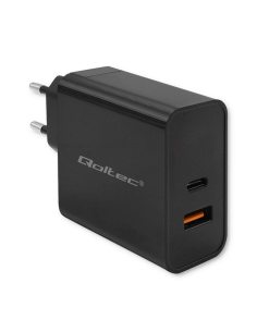 Qoltec Ładowarka Super Quick PD | 1xUSB-C | 1xUSB | 65W | 5-20V | 1.5-3.25A | Czarna