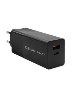 Qoltec Ładowarka GaN Power Pro | 1xUSB-C | 1xUSB | 100W | 5-20V | 1.5-5A| PD | Czarna