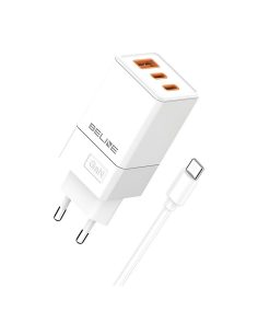 Beline Ładowarka sieciowa 65W GaN 2xUSB-C + USB-A+ kabel USB-C Biała