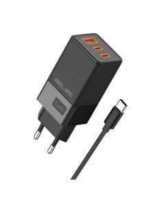 Beline Ładowarka sieciowa 65W GaN 2xUSB-C + USB-A +Kabel USB-C Czarna