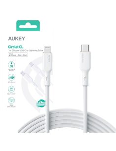 AUKEY CB-SCL2 White silikonowy kabel Lightning-USB C | USB Power Delivery USB-PD | 1.8m | 27W | 3A | MFi Apple