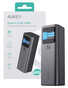 AUKEY PB-Y45 Sprint X Power Bank | 27600 mAh | 140W | 3xUSB | PD 3.1 | PPS | 28V | Smart Digital Display