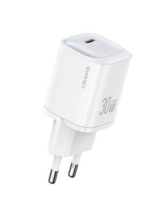 USAMS Ładowarka sieciowa 30W GaN USB-C Fast Charging Biała