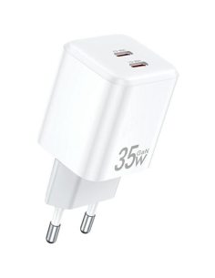 AWEI Ładowarka sieciowa GaN 35W 2xUSB-C PD65-EU Biała