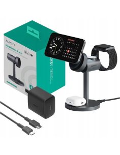 AUKEY LC-MC311 ładowarka bezprzewodowa 3w1 Qi2 15W MagSafe + ładowarka PD 30W