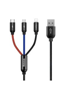 Kabel przewód USB 3w1 - USB-C, Lightning, micro USB 120cm Baseus CAMLT-BSY01 do 3.5A