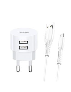 USAMS Ładowarka sieciowa T20 2xUSB 2,1A Kabel USB-C