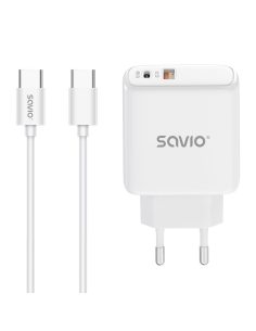 Savio Ładowarka sieciowa LA-10 30W Quick Charge Power Delivery 3.0 Biała + Kabel