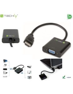 Adapter Techly HDMI-VGA2A HDMI męski na VGA żeński z audio, czarny 0,1m IDATA