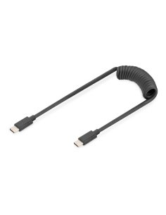 Kabel USB 2.0 DIGITUS spiralny USB C/USB C, PD 60W, czarny, max. 1m