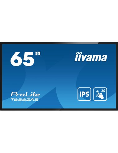 iiyama T6562AS-B1 signage display Interaktywny płaski panel 163,8 cm (64.5") IPS 500 cd m² 4K Ultra HD Czarny Ekran dotykowy