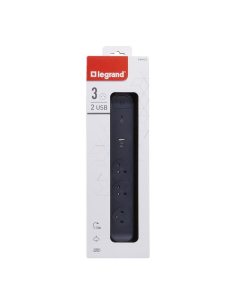 Legrand Przedłużacz 3x2PZ + USB A/C 1,5m czarny