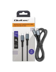 Kabel USB Qoltec 2.0 typ C | USB 2.0 typ C 100W| QC 3.0 | PD | 1m | Czarny