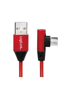 Kabel USB 2.0 LogiLink CU0150 USB A - micro USB B, M/M, kątowy, czerwony 1m